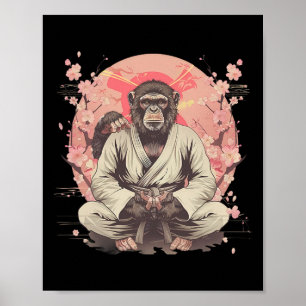 Póster Mono de Karate Jiu-jitsu Mma Artes Marciales Sakur