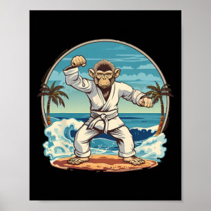 Póster Mono de Karate Playa Kickboxing Jiu-jitsu Mma Mart