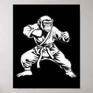 Póster Mono de Karate Taekwondo Kickboxing Mma Judo Mono