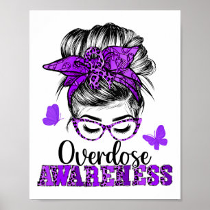 Póster Moño de pelo desordenado cinta morada mariposa sob
