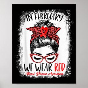 Póster Moño de pelo despeinado En febrero usamos rojo enf