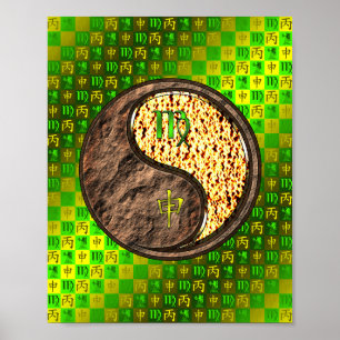 Póster Mono de virus y fuego