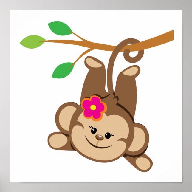 Póster Mono del swing del chica (Frente)