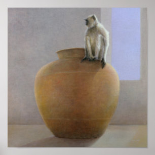 Póster Mono del templo