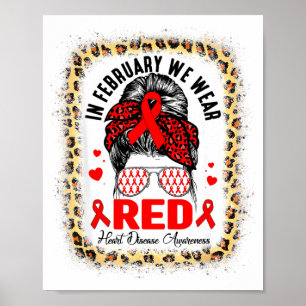 Póster Moño Desordenado En Febrero Usamos Rojo Enfermedad