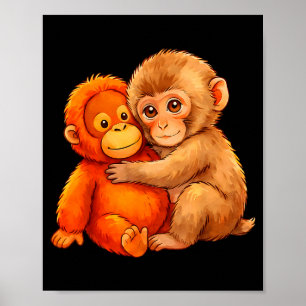 Póster Mono divertido bebé lindo animal gracioso
