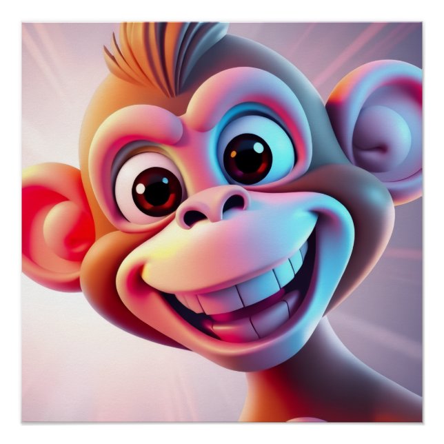 Póster Mono Feliz Vibes de la Jungla (Anverso)