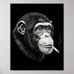 Póster Mono fumador divertido _ meme mono y2k vintage