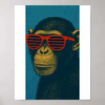 Mono Genial con Gafas de Sol Rojas