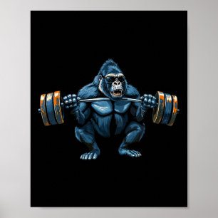 Póster Mono Gorila Bodybuilding Músculos Fitness Gym 1