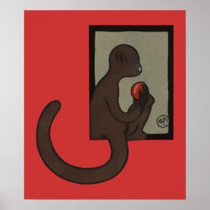 Póster Mono - Ilustracion de libros anticuario y colorido
