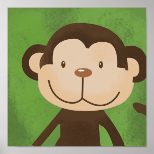 Póster Mono Imprimir niños Jungle Safari Art Imprimir