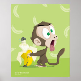 Póster Mono juguetón con Poster bananero
