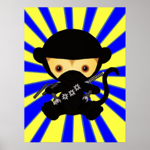 Póster Mono kawaii ninja