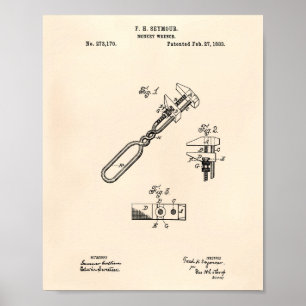 Póster Mono Llave 1883 Patent Art Old Peper