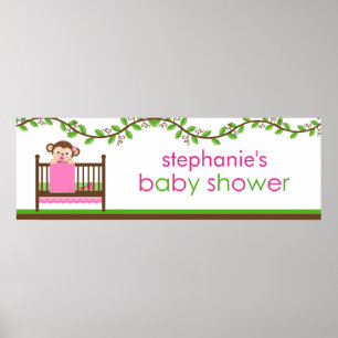 Póster Mono pequeño en un cartel de Baby Shower de un Chi