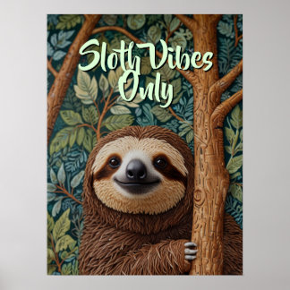 Póster Mono perezoso boho retro Adorable Aguanta ahí