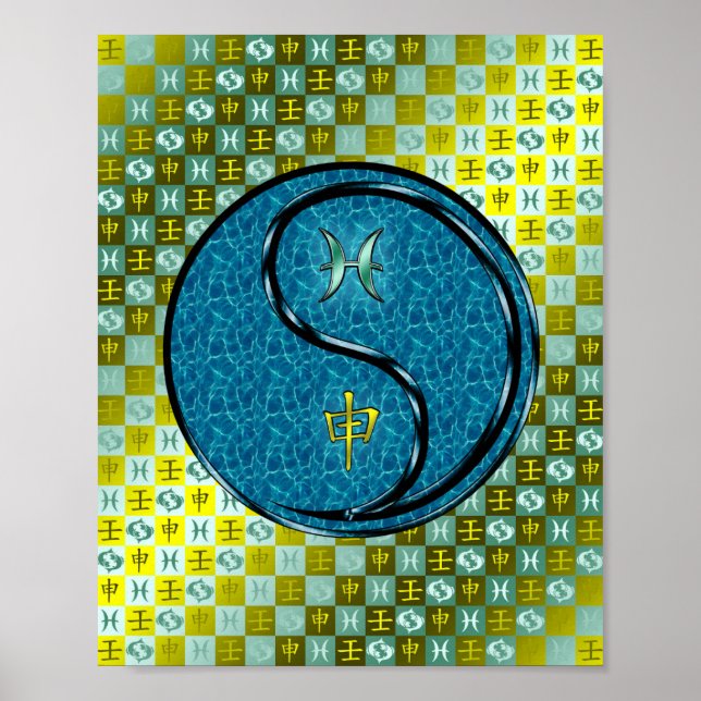 Póster Mono Pisces y Agua (Frente)
