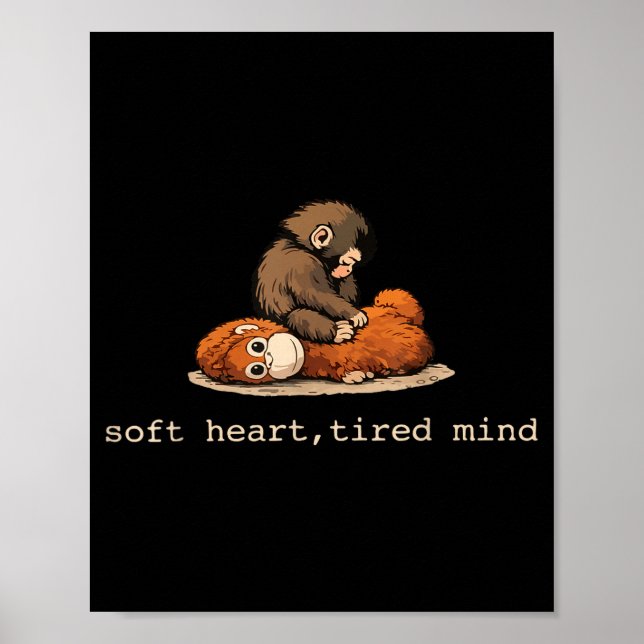 Póster Mono puñetero de peluche mono bebé lindo con peluc (Frente)