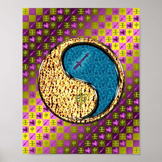 Póster Mono Sagittarius y Agua (Frente)