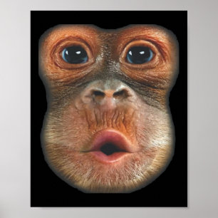 Póster Mono Soplando Cara de Estómago