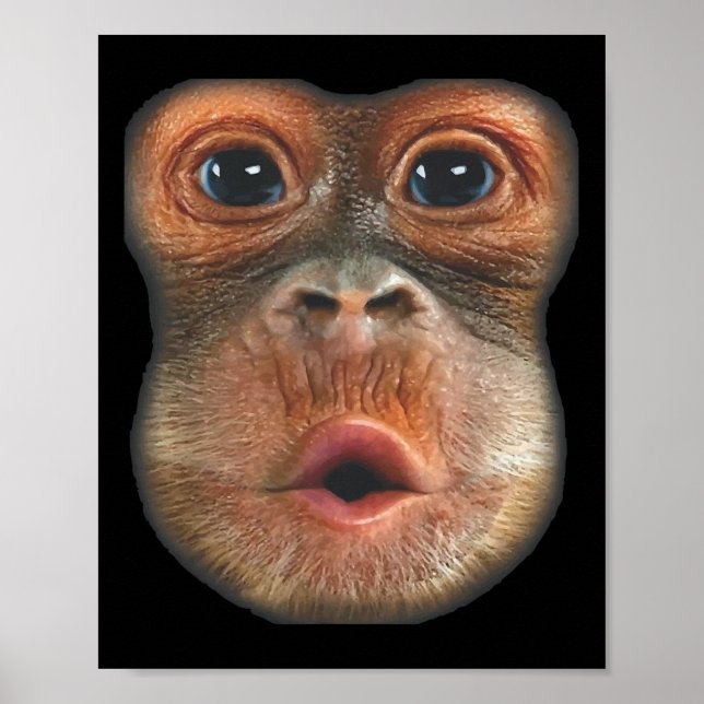Póster Mono Soplando Cara de Estómago (Frente)