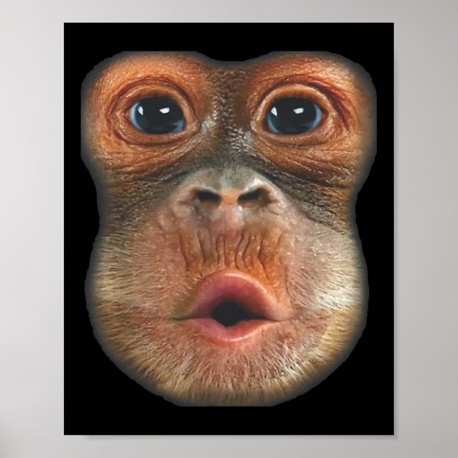 Póster Mono Soplando Cara de Estómago  (Frente)