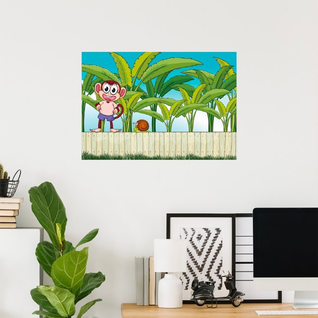 Póster Mono y caracol en la jungla tropical (Subido por el creador)