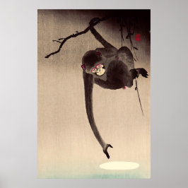 Póster Mono y luna Ohara Koson a principios del siglo XX