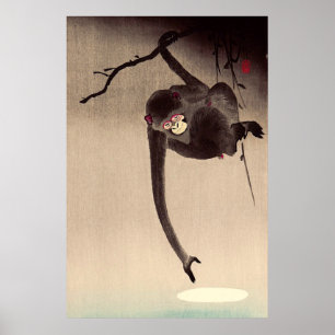 Póster Mono y Luna Ohara Koson Principios del siglo XX