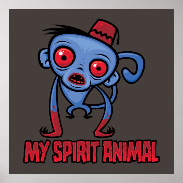 Póster Mono Zombie Es Mi Animal Espiritual (Frente)