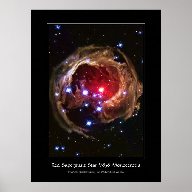 Póster Monocerotis de la Estrella Supergigante Roja V838 (Frente)