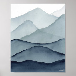 Póster Monochromatic Watercolor Mountains