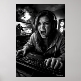 Póster Monochrome Frenzy Gamer Portrait Poster