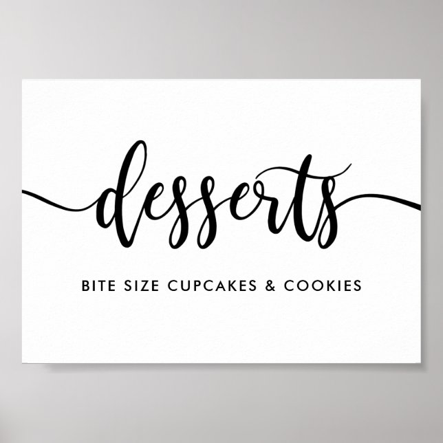 Póster Monochrome Modern Typography Desserts Food Sign (Frente)