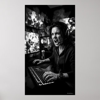 Póster Monochrome Total Rage Gaming Room Poster