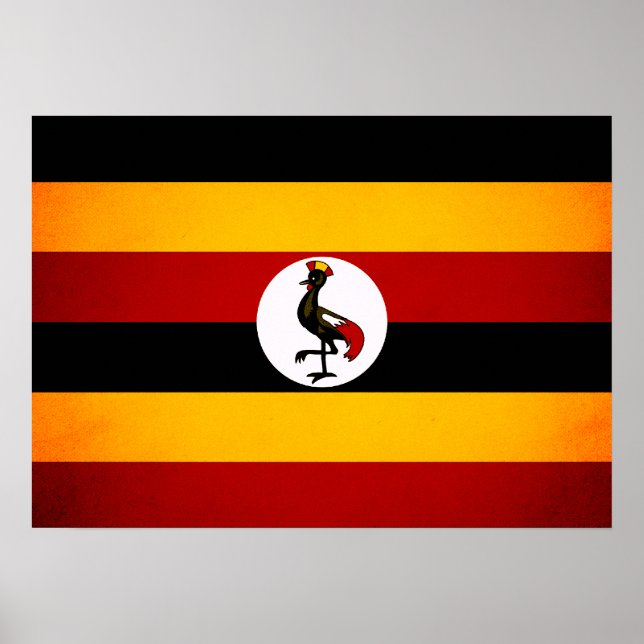 Póster Monochrome Uganda Flag (Frente)