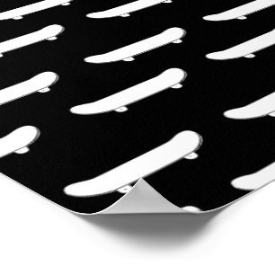 Póster Monocromático Negro Skateboard Skater Deportes Urb