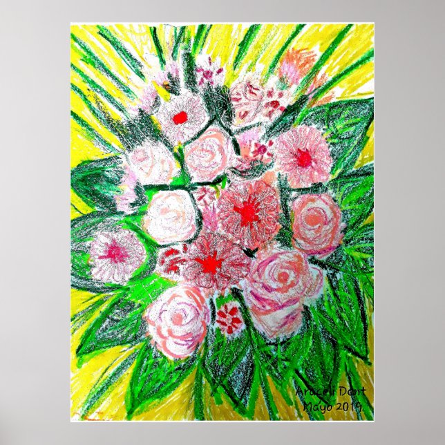 Póster Monocromático, Rosas, Dianthus caryophyllus,  Gerb (Frente)