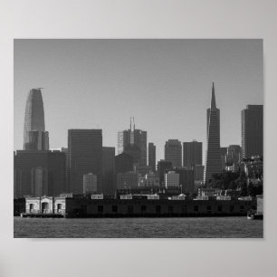 Póster Monocromo de la Línea Skyline de San Francisco - f