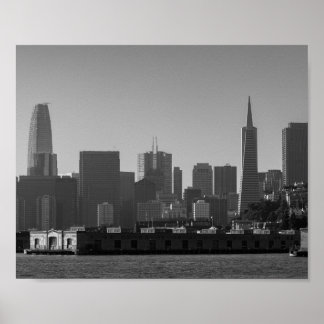 Póster Monocromo de la Línea Skyline de San Francisco - f