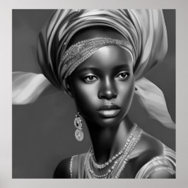 Póster Monocromo de mujeres africanas blancas negras chic
