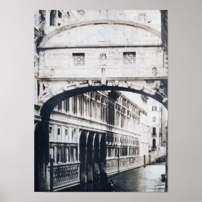 Póster Monocromo góndola de Venecia (Frente)