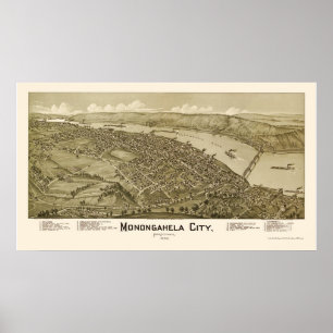Póster Monogahela City, PA Panoramic Map - 1902