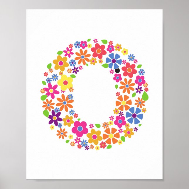Póster Monogram Flowers Floral Letter O (Frente)