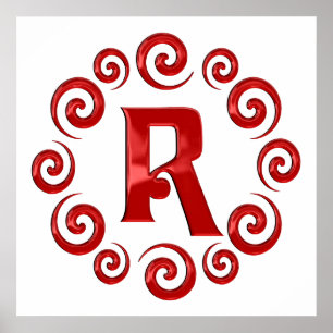 Póster Monogram Letter R Red