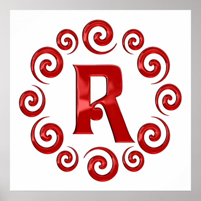 Póster Monogram Letter R Red (Frente)