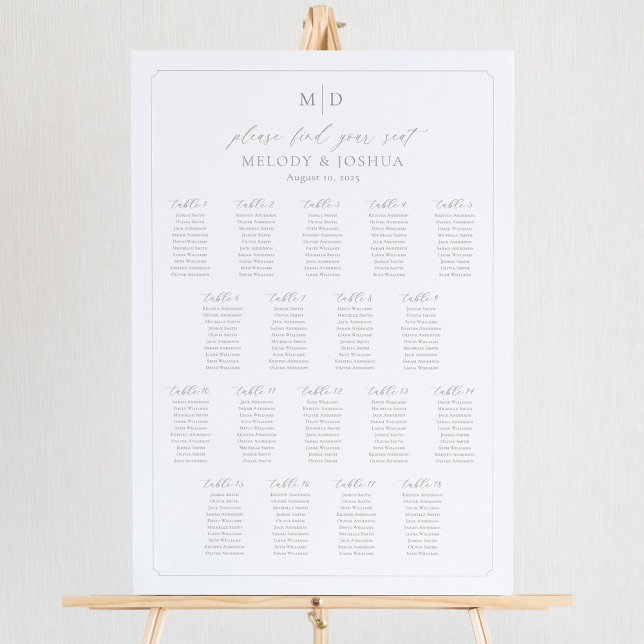 Póster Monograma 18 Tablas Encuentra Su Tabla De Asientos (Subido por el creador)