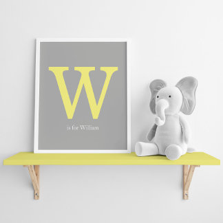 Póster Monograma amarillo y gris