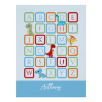 Monograma azul del alfabeto de dinosaurio